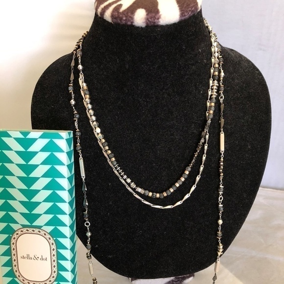 𝅺STELLA & Dot Amelie Lariat Silver Necklace new - Picture 1 of 7